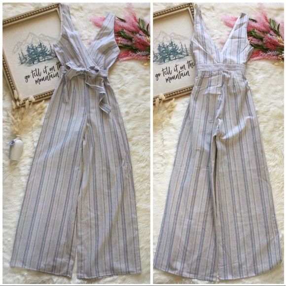 NWT Harper Sand & Stone Woven Wide Leg Jumpsuit - Picture 7 of 15